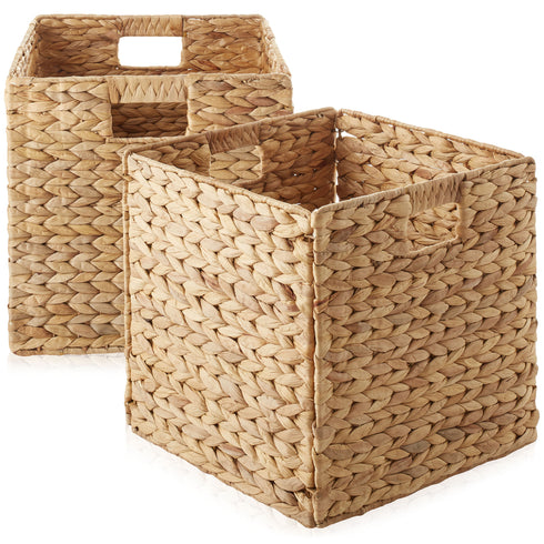 2 Pack 13" x 13" Water Hyacinth Storage Baskets